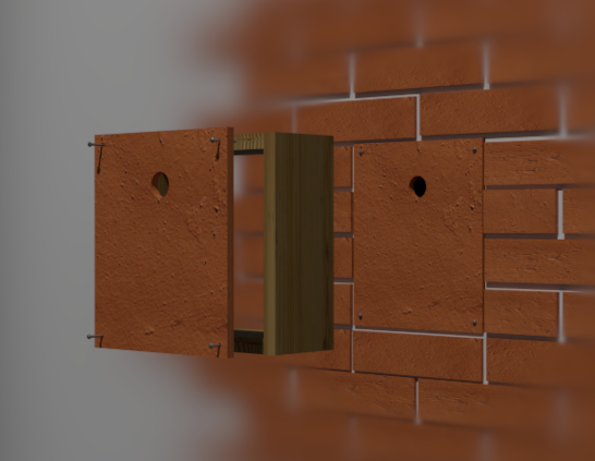 nichoir dans un mur (éclaté)