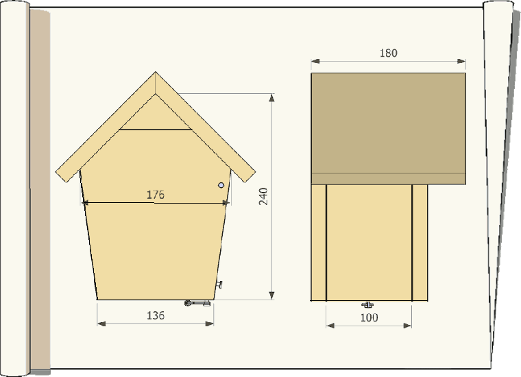 plan de nichoir avec trou d'envol triangulaire
