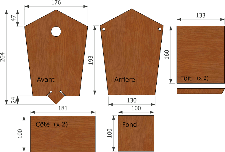 découpe du nichoir type coucou