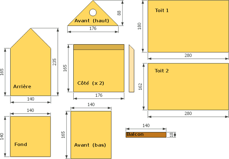 découpe d'un nichoir à balcon