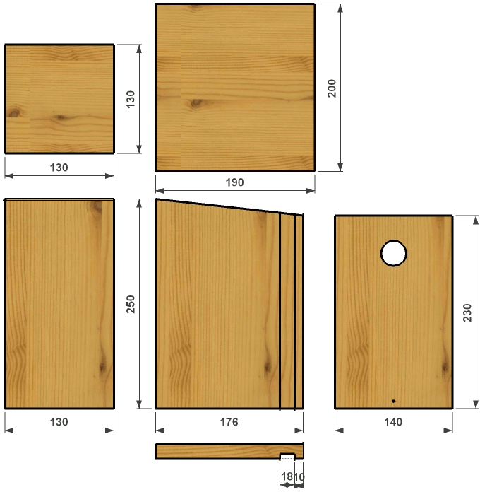 découpe de nichoir avec avant coulissant