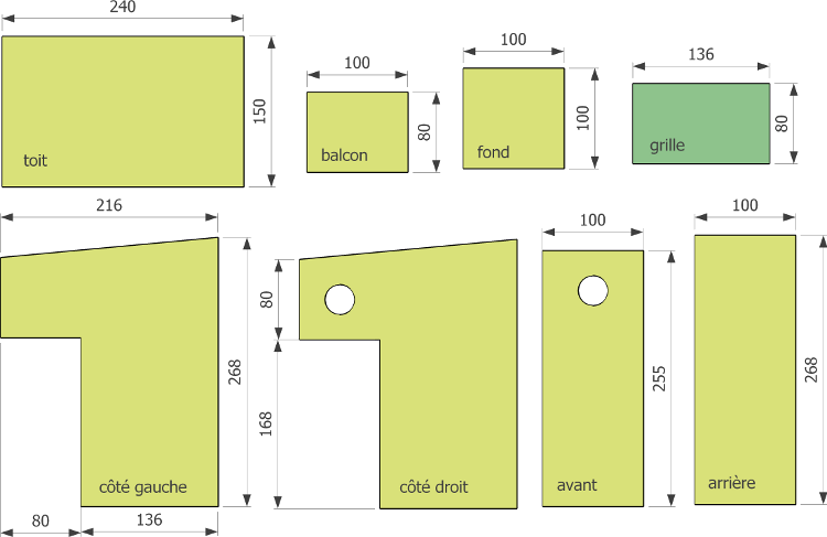 découpe d'un nichoir à balcon avec chicane