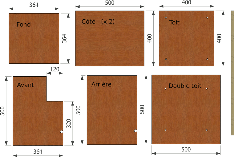 découpe de nichoir extérieur pour chouette effraie