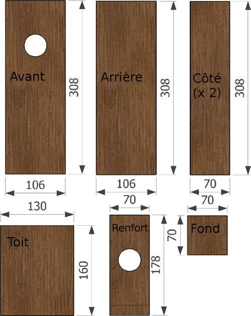 découpe du nichoir pour pic épeichette