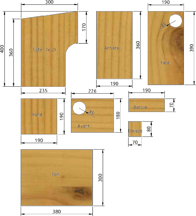 découpe de nichoir à chouette de tengmalm