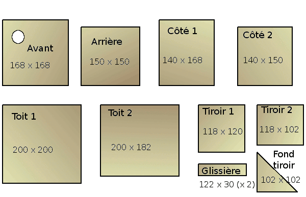 découpe du nichoir en losange à tiroir