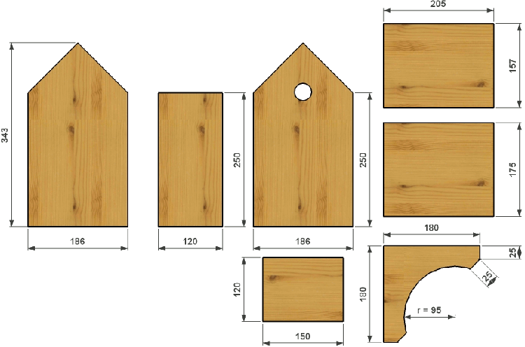 découpe du nichoir avec porche