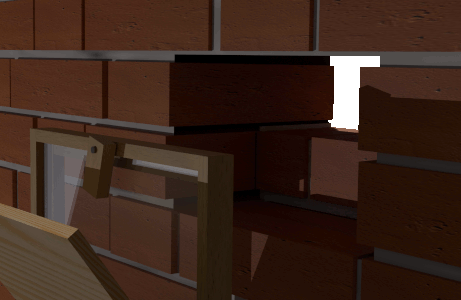 cavité dans un mur de briques. porte enlevée