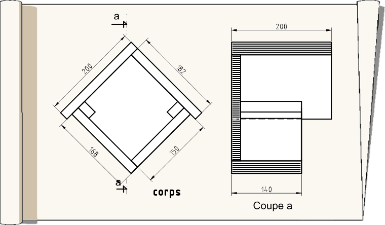corps du nichoir en losange à tiroir