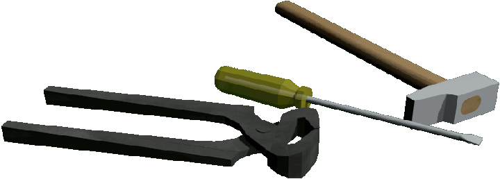 le marteau, les tenailles et le tournevis