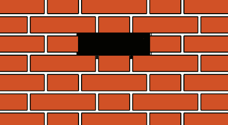 cavité dans un mur de briques. vue de face