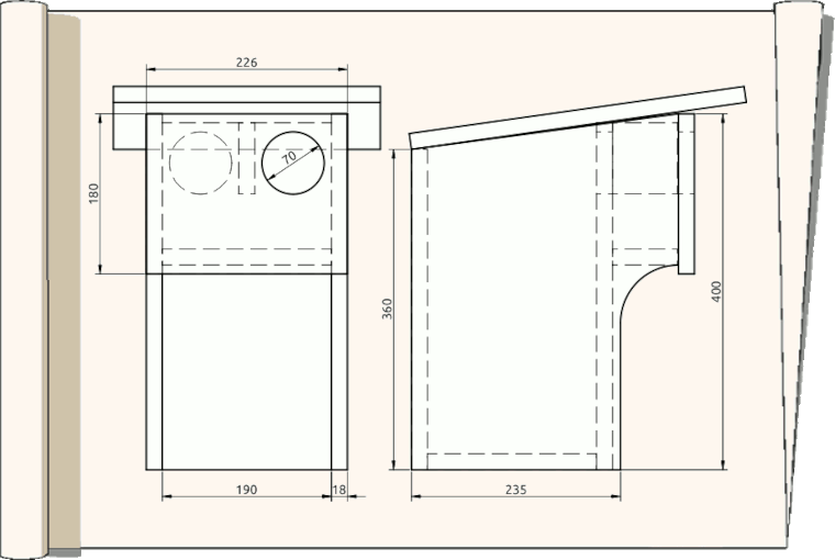 plan de nichoir à chicane pour chouette de Tengmalm