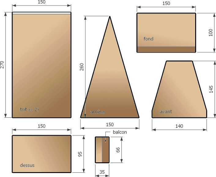 découpe de nichoir en toit